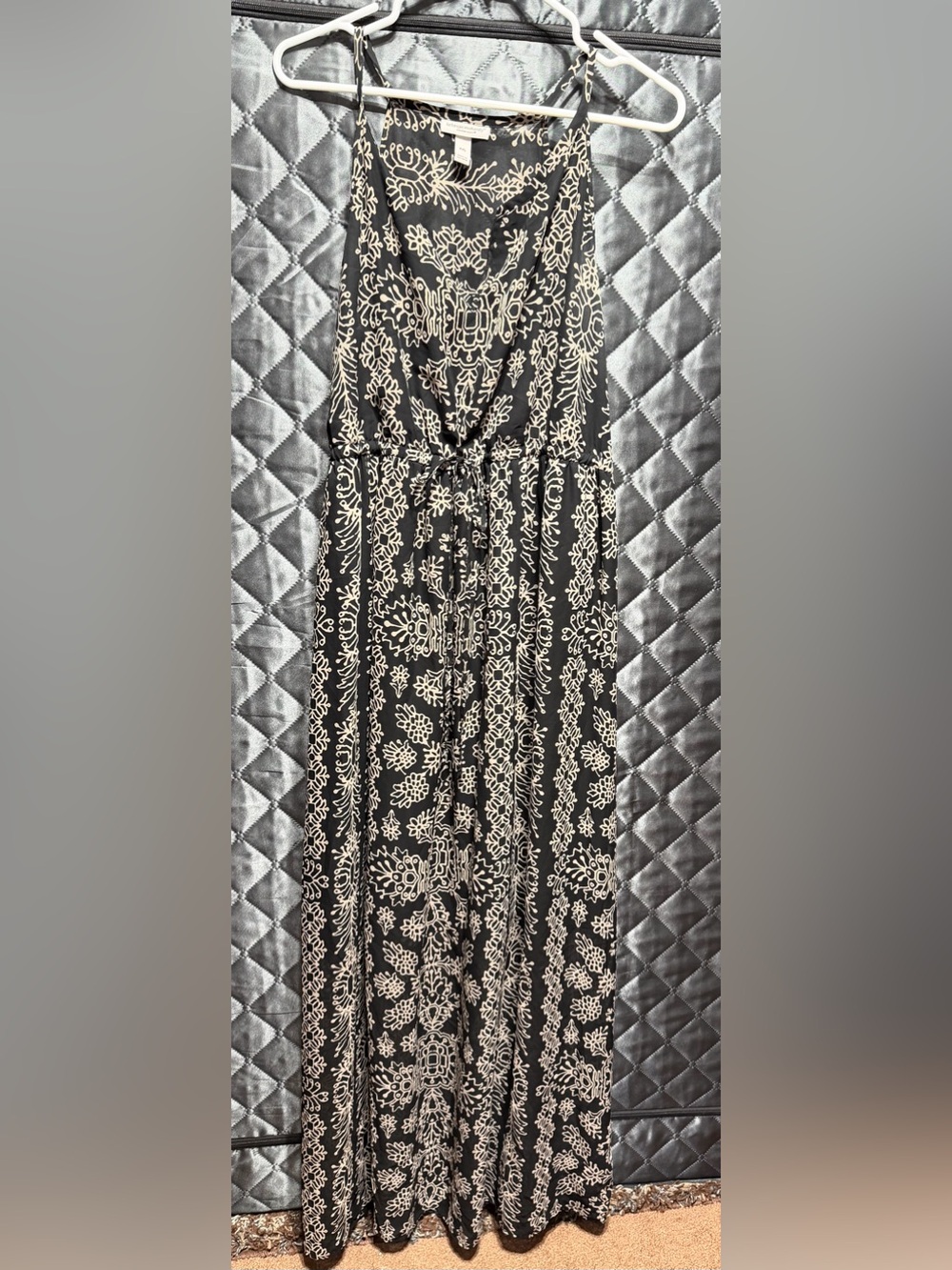 Liz Lange Black and Cream Printed Maternity Maxi Dress
